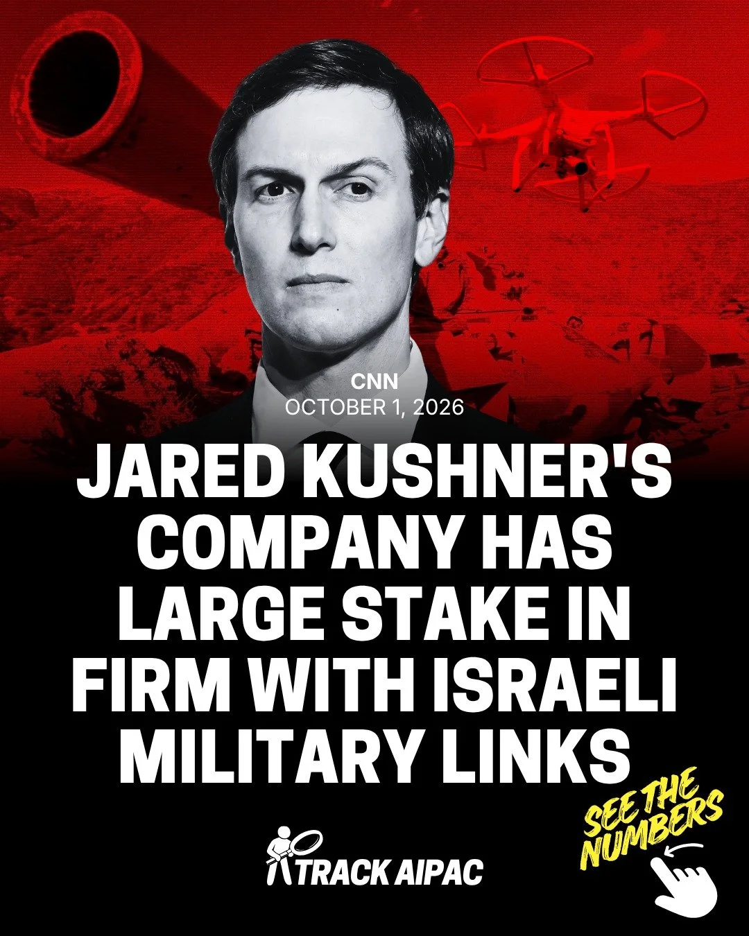 Jared Kushner's investment firm is the largest shareholder in an Israeli financial company with at least $456 million invested in 9 firms supplying Israel's military

"At the same time Jared Kushner has acted as a key negotiator in the war in Ga