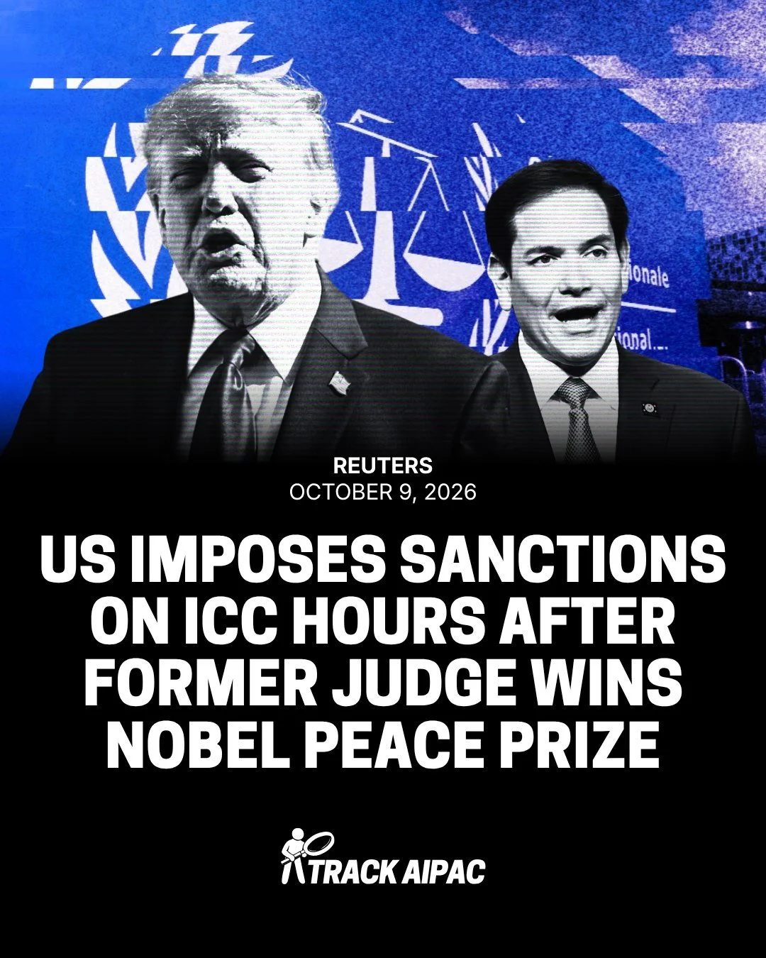 President Trump's administration imposed sanctions on the International Criminal Court today, just hours after one of its former judges was awarded the Nobel Peace Prize.

The ICC has sought to hold Israel accountable for the ongoing genocide in Gaza
