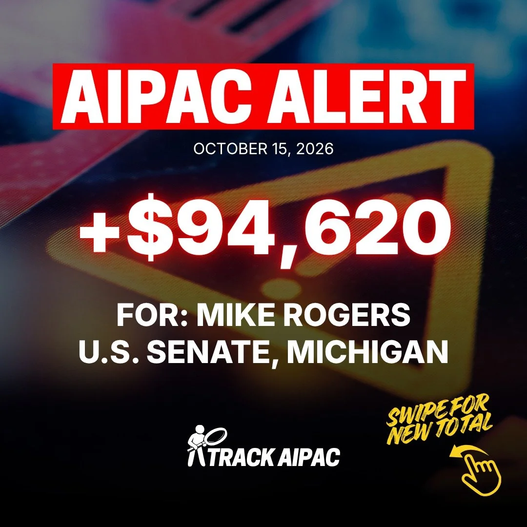 ⚠️ AIPAC Alert: United Democracy Project drops another $94,620 on mailers attacking Abdul El-Sayed on behalf of Mike Rogers in Michigan. Rogers has now benefitted from >$6.1 million in spending by pro-Israel PACs.