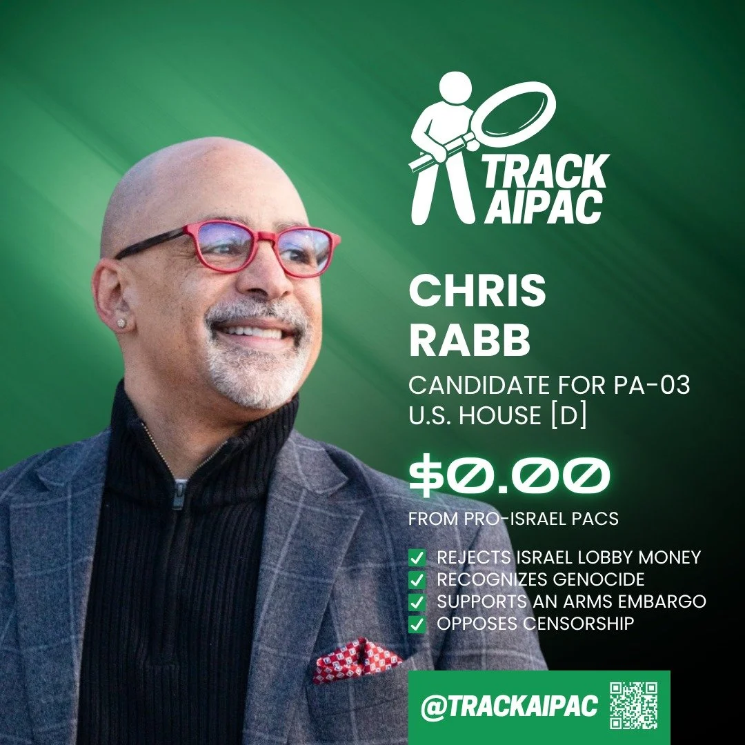 Chris Rabb was the only candidate in his primary willing to call it a genocide. Outside money poured in to stop him, but he won by 15 points! He supports a full arms embargo on Israel. Vote for @chrisrabb in #PA03!