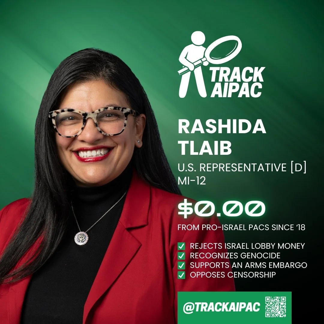 Rep. @rashidatlaib has been leading the fight in Congress to stop arming Israel and end the genocide in Gaza. Vote to re-elect Rashida Tlaib in #MI12!