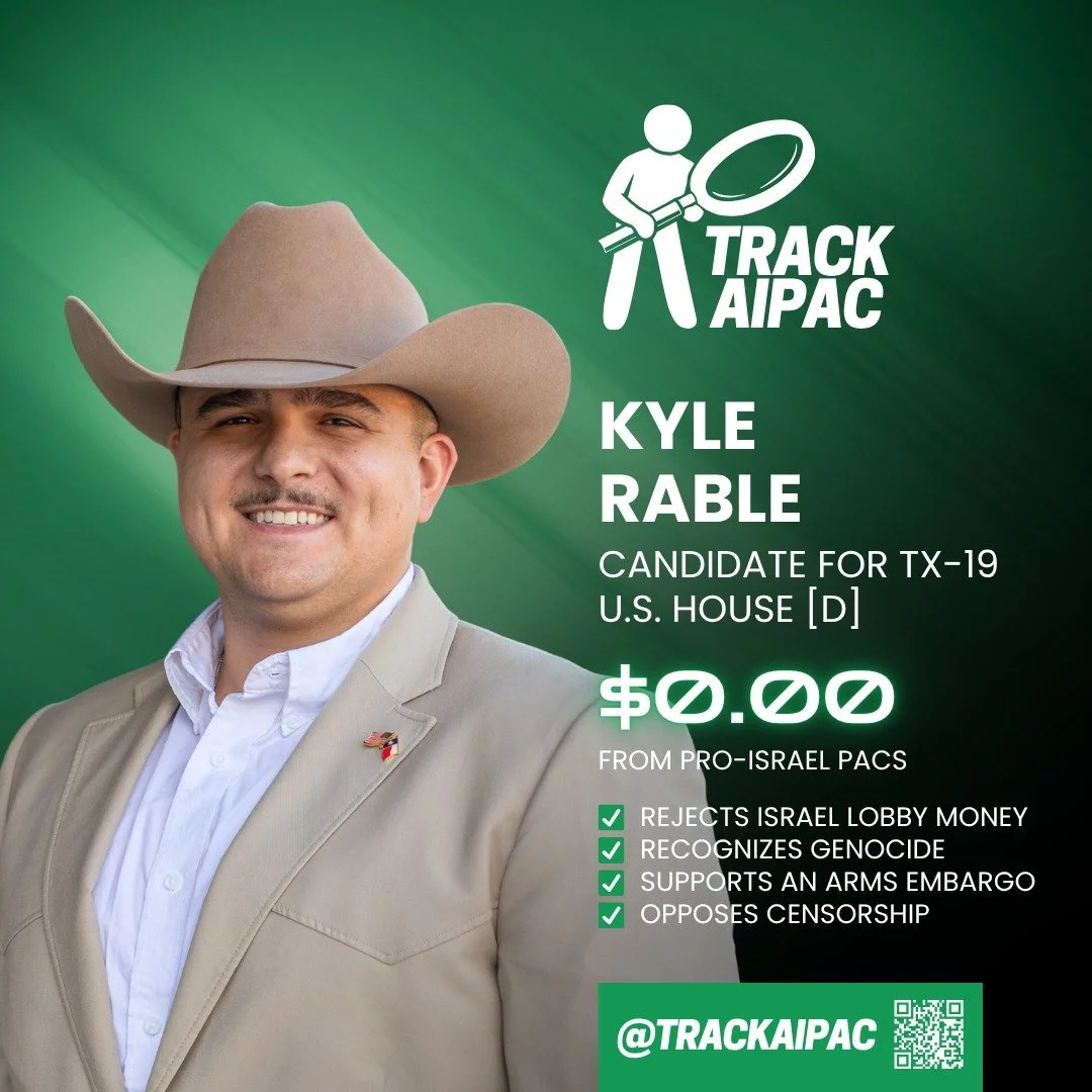 Kyle Rable says it without apology: defund Israel. The Army Reserve captain rejects AIPAC money and says a moral nation cuts off any government committing genocide. West Texas farms and families come first. Vote for @rableforwesttexas for #TX19 on No