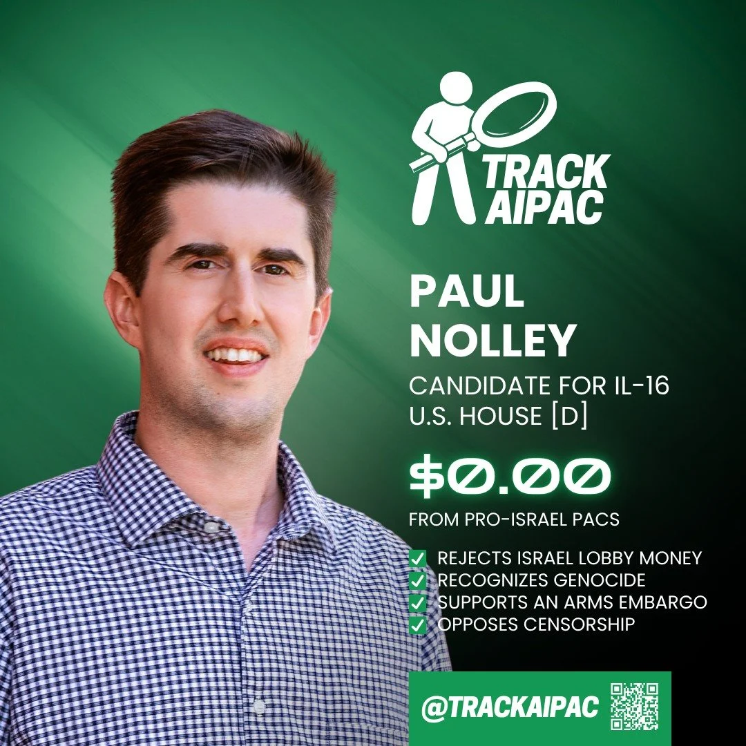 Rep. Darin LaHood has taken over $145,000 from AIPAC and its allies. @nolleyforcongress won't take a dime of it.

Paul Nolley is a working-class Rockford native fighting to invest our tax dollars here at home instead of funding war crimes abroad. He'