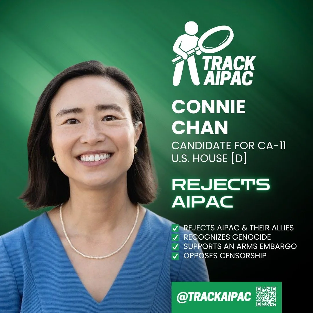 Connie Chan won't take a dime from AIPAC or their allies. She says Israel is committing genocide, backs a full arms embargo, and wants AIPAC registered as a foreign agent. Vote for @connie_chan_sf in #CA11!