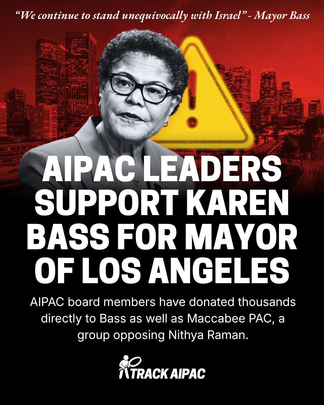 SCOOP: AIPAC leadership supports Karen Bass for Mayor of Los Angeles

Two major fundraisers for Bass&rsquo;s 2026 reelection campaign have been Richard Ziman and his ex-wife Daphna Ziman. Richard Ziman, a former AIPAC board member, gave $10,000 to a 
