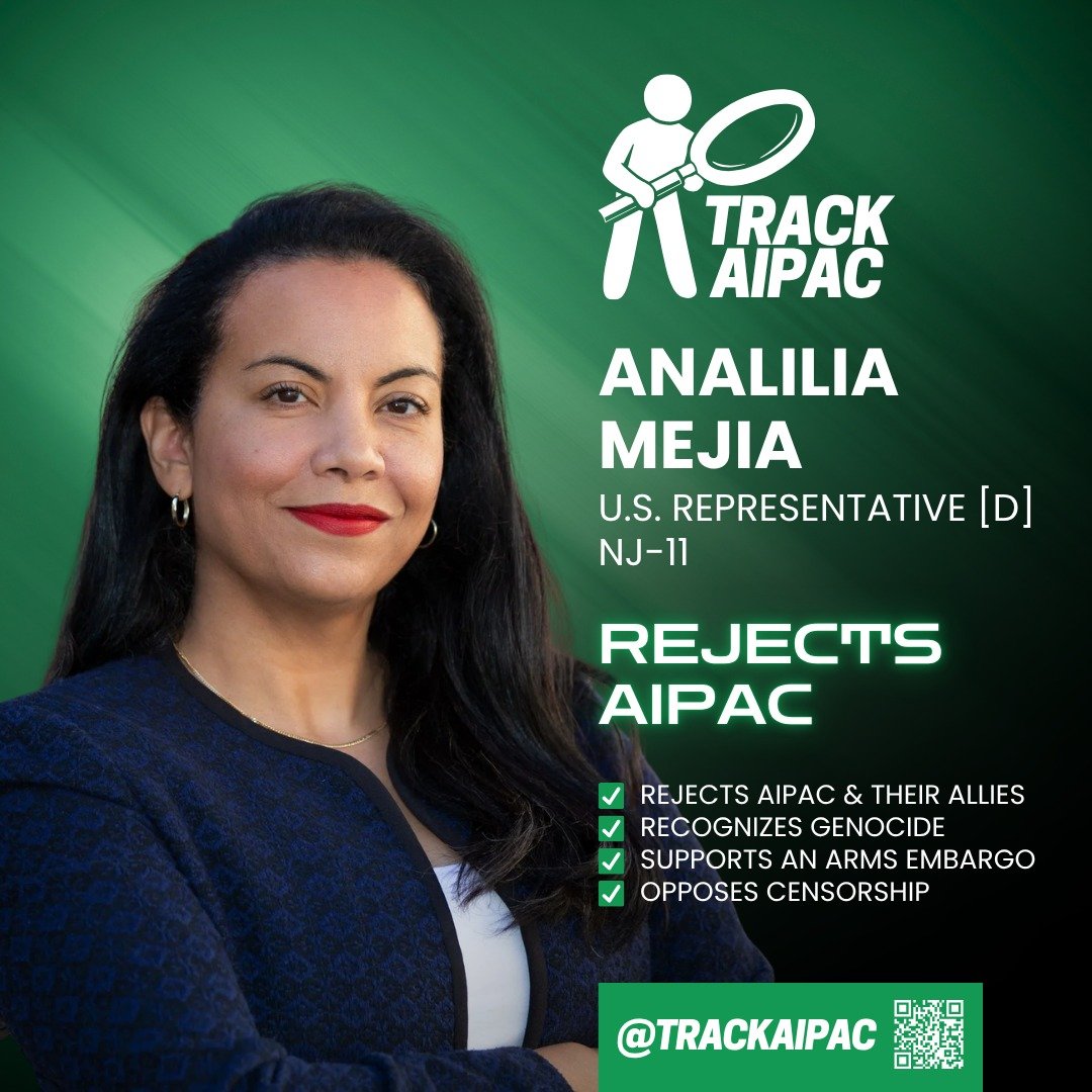 AIPAC's super PAC dumped more than $2 million into the NJ-11 special election earlier this year. The candidate who rejected their money outright won the seat! Rep. Analilia Mej&iacute;a rejects AIPAC and condemns the genocide in Gaza. Vote for @anali