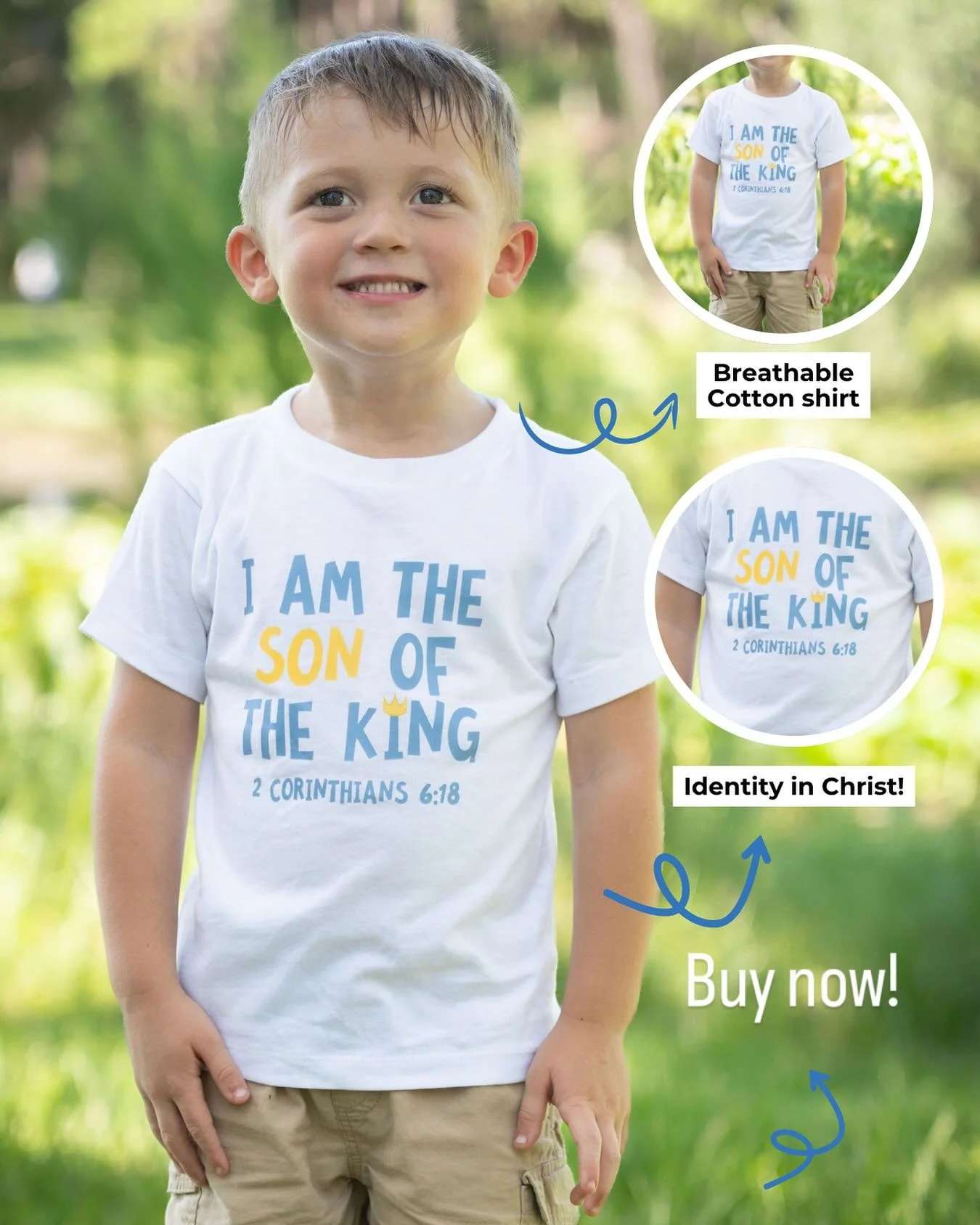 Explore our children's apparel, made from 100% cotton and adorned with faith-inspired designs that are safe and stylish. Wear your faith boldly! https://www.sarahmaddox.com/
