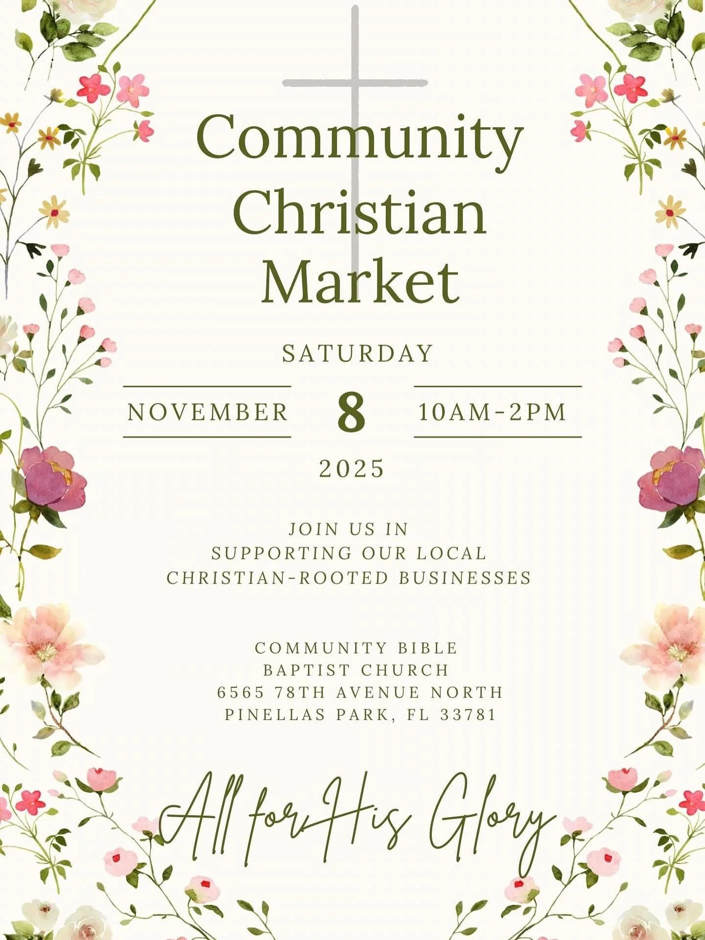 You won't want to miss out! Join us tomorrow @cbbcfla for the first community Christian market!