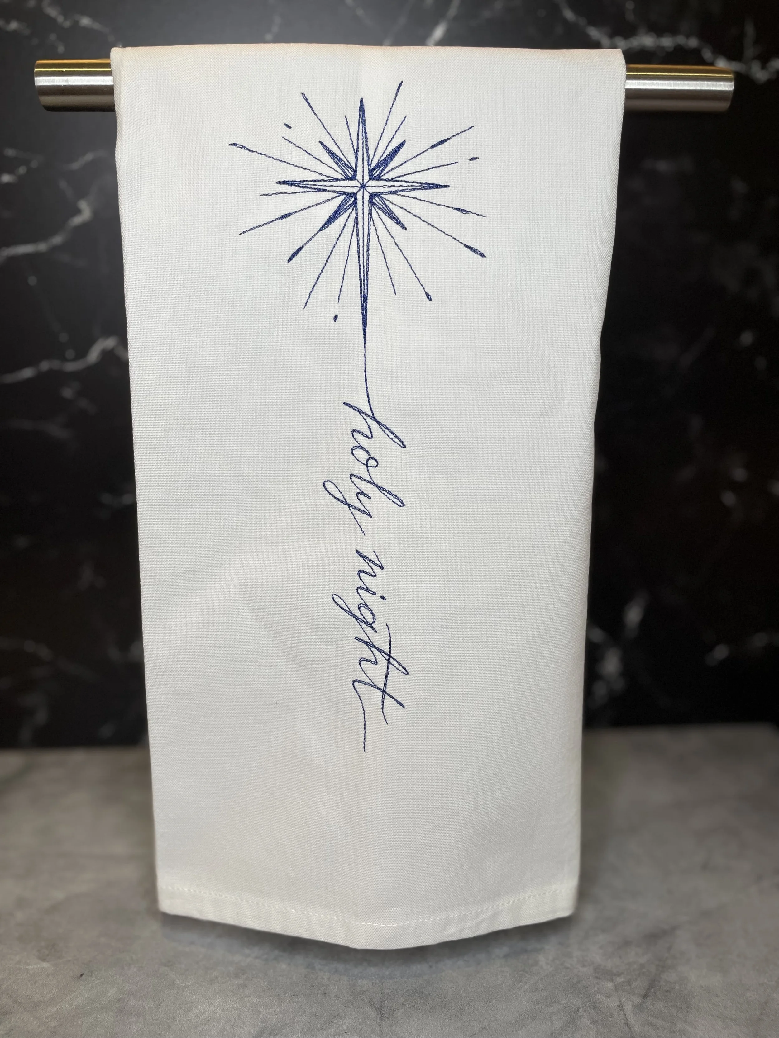 Holy Night Embroidered | Christmas | Tea Towel