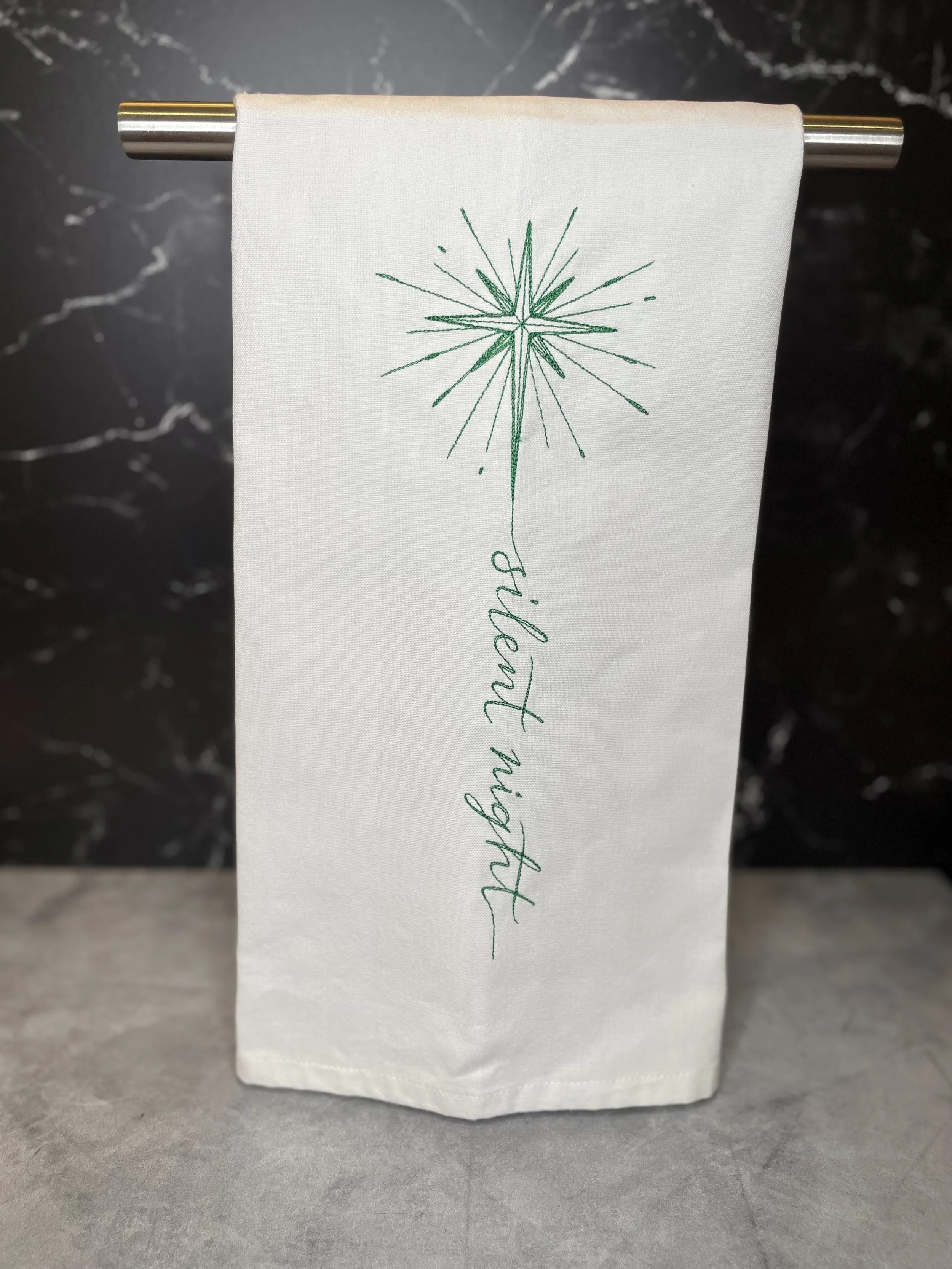 Silent Night Embroidered | Christmas | Tea Towel