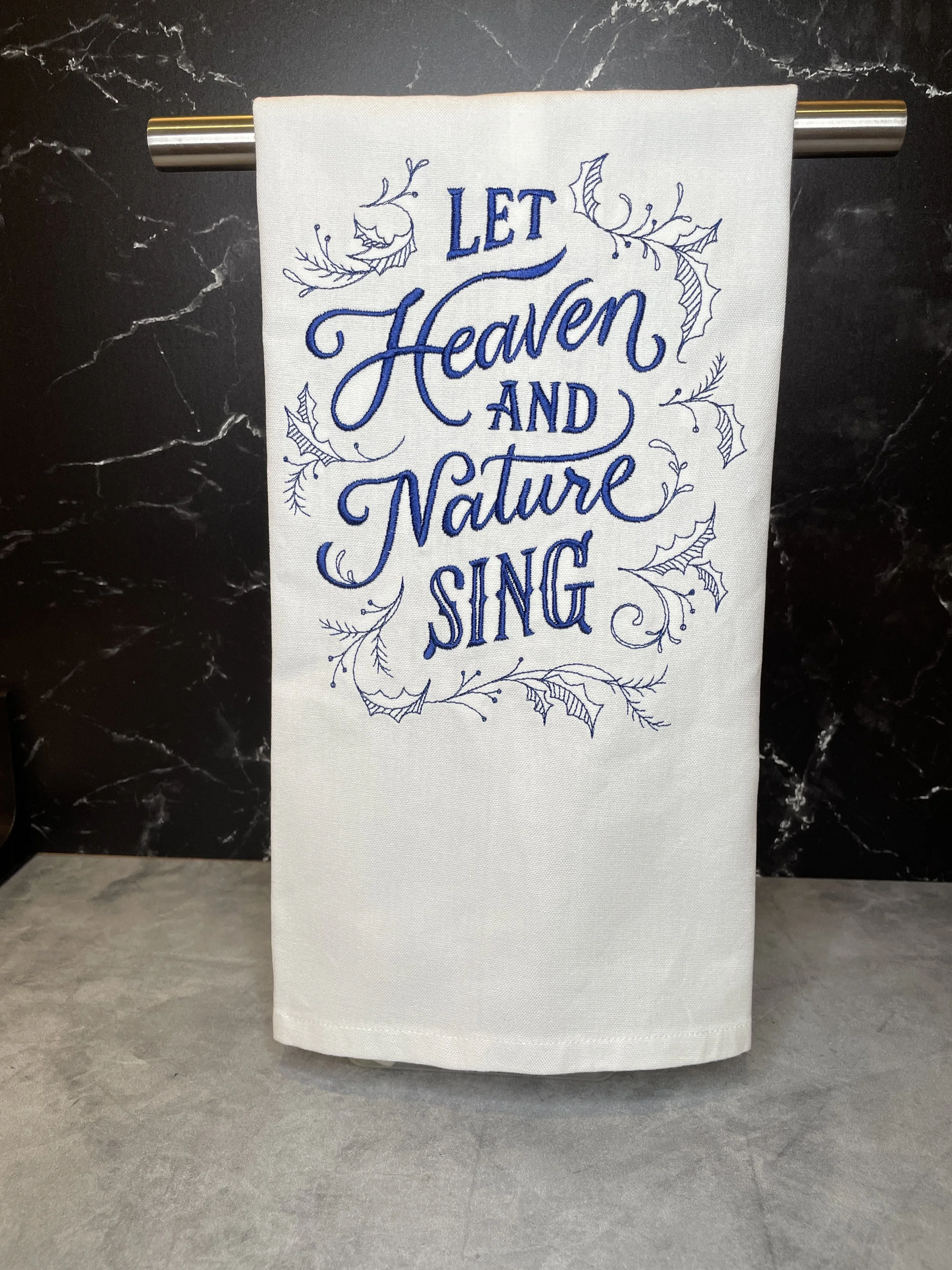 Let Heaven and Nature Sing Embroidered | Christmas | Tea Towel