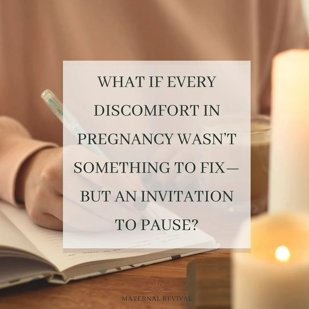 What if every discomfort in pregnancy wasn&rsquo;t something to fix&mdash;but 𝘢𝘯 𝘪𝘯𝘷𝘪𝘵𝘢𝘵𝘪𝘰𝘯 𝘵𝘰 𝘱𝘢𝘶𝘴𝘦?
&zwnj;
Noticing the tightness in your chest&hellip;
The heaviness in your legs&hellip;
The swirling emotions that rise without wa
