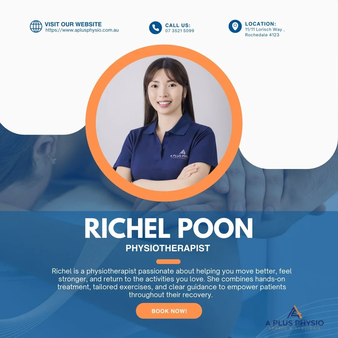 A warm welcome to our newest Physiotherapist, Richel Poon at A Plus Physio Rochedale. 

Whether you&rsquo;re dealing with a nagging injury, navigating the complexities of women&lsquo;s health, or just feeling like your posture could use a &rdquo;rese