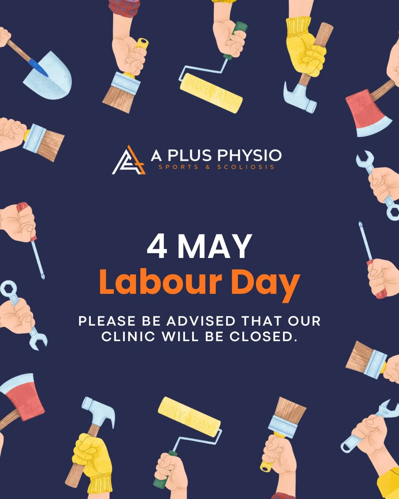 In celebration of Labour Day, we&rsquo;re taking a short break at our clinic on Monday, May 4th. 

While we love being busy helping you move better and feel stronger, we need a day to recharge. We&rsquo;ll be back in action on Tuesday with our regula