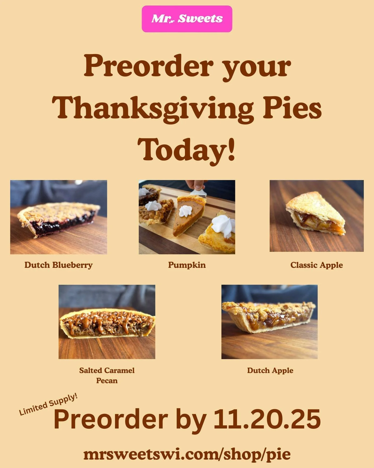 I've got a handful of pies left available for the preordering! Depending on the amount of preorders I get, pickup for the pies will either be at the market this Saturday or at scheduled times next week. Thank you for the support &amp; keep your eyes 