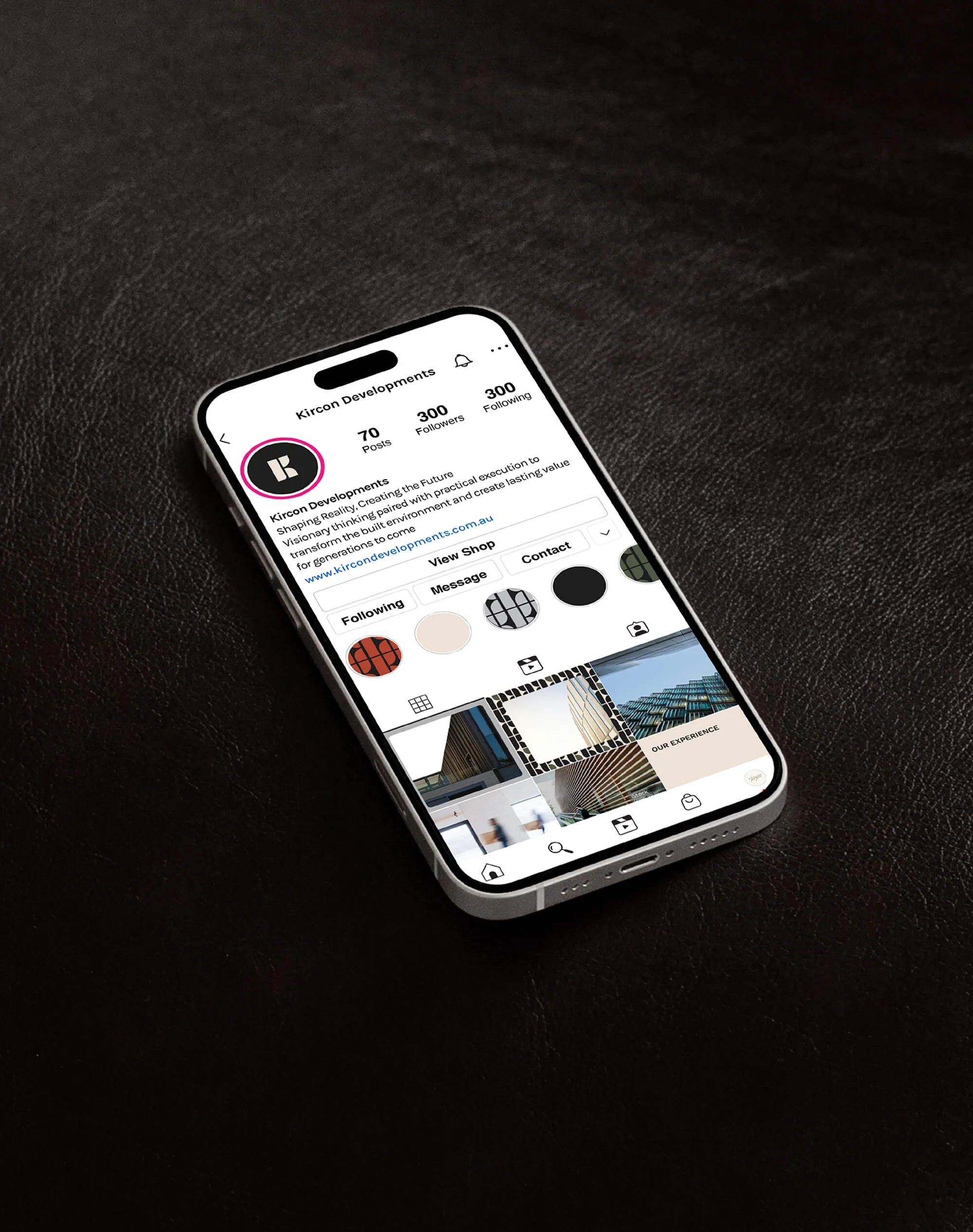 Social media Instagram designs as part of branding project for Kircon Developments by Melbourne based graphic designer Robyn Colton