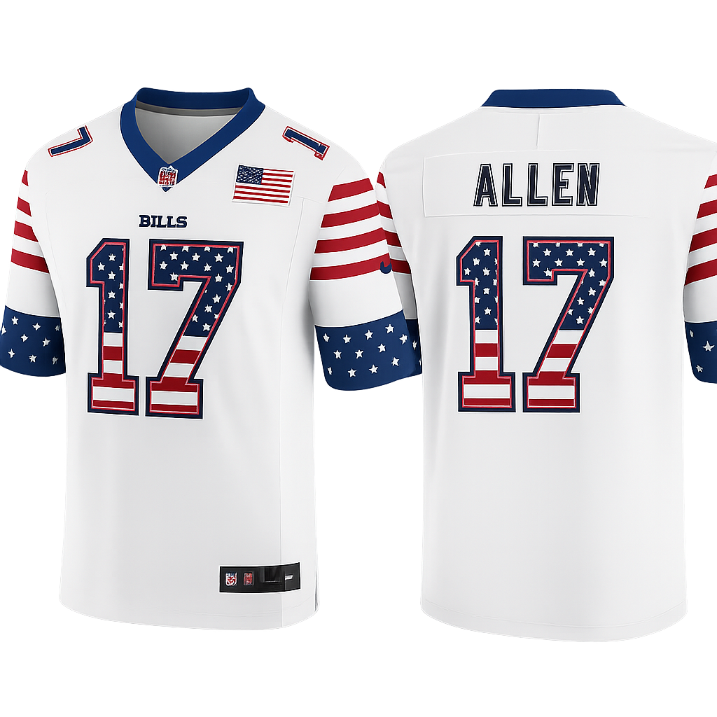 Buffalo Bills #17 Josh Allen USA Flag Fashion Vapor Limited Jersey White