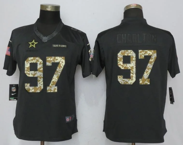 Women Dallas Cowboys 97 Taco Charlton Anthracite Salute To Service Elite Jersey