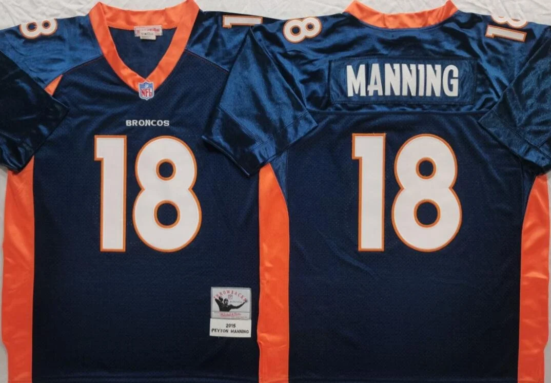 Denver Broncos #18 Peyton Manning Throwback Jersey Blue