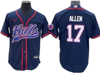 Buffalo Bills #17 Josh Allen Baseball Jersey Dark Blue
