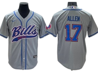 Buffalo Bills #17 Josh Allen Baseball Jersey Grey