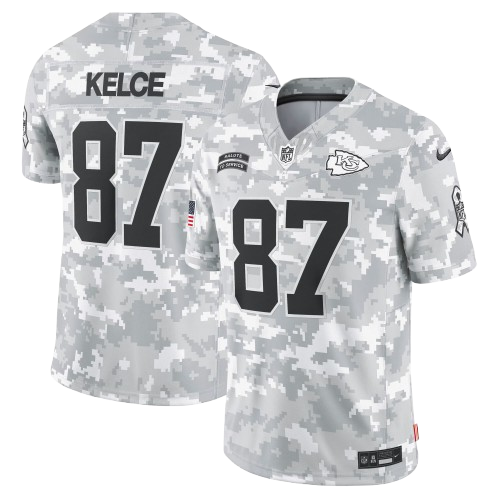 Kansas City Chiefs #87 Travis Kelce 2024 Salute to Service Limited Jersey Arctic Camo