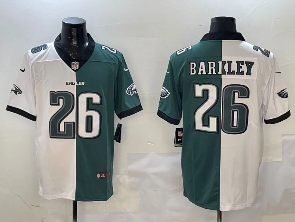 Philadelphia Eagles #26 Saquon Barkley Split Vapor Limited Jersey White/Green