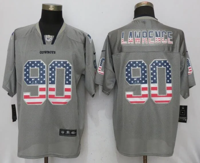 Dallas Cowboys 90 Demarcus Lawrence USA Flag Fashion Gray Elite Jersey