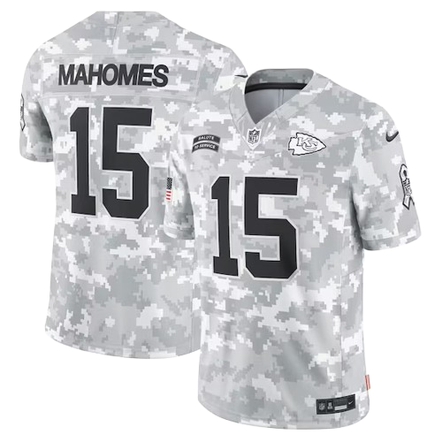 Kansas City Chiefs #15 Patrick Mahomes 2024 Salute to Service Limited Jersey Arctic Camo