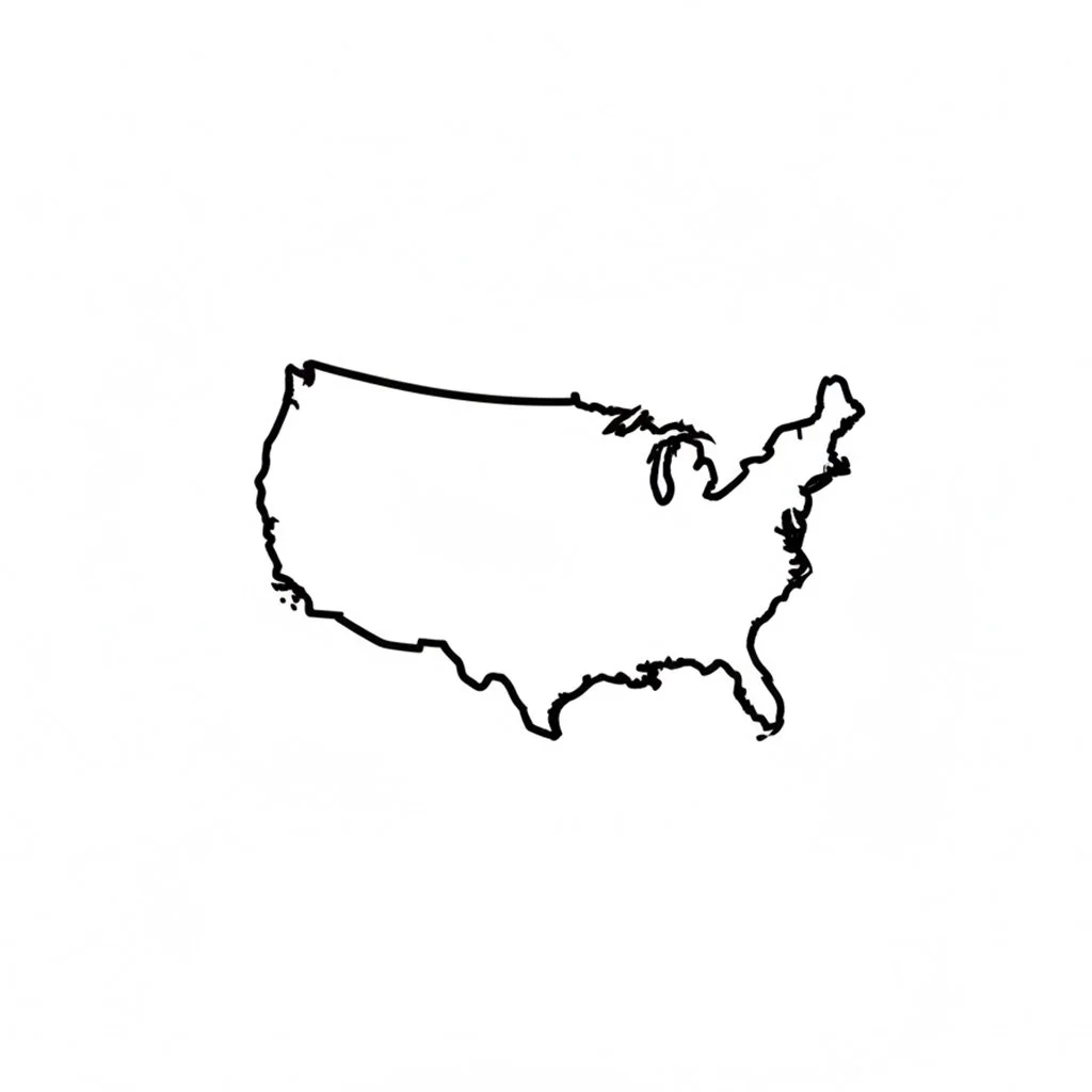 Black outline map of United States