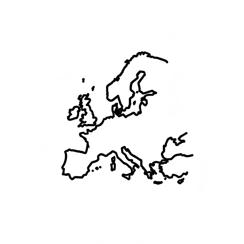 Black outline map of Europe