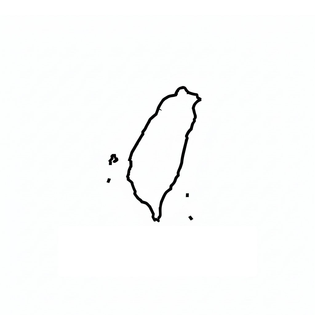 Black outline map of Taiwan