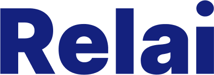 The word 'Relai' written in large, blue font.