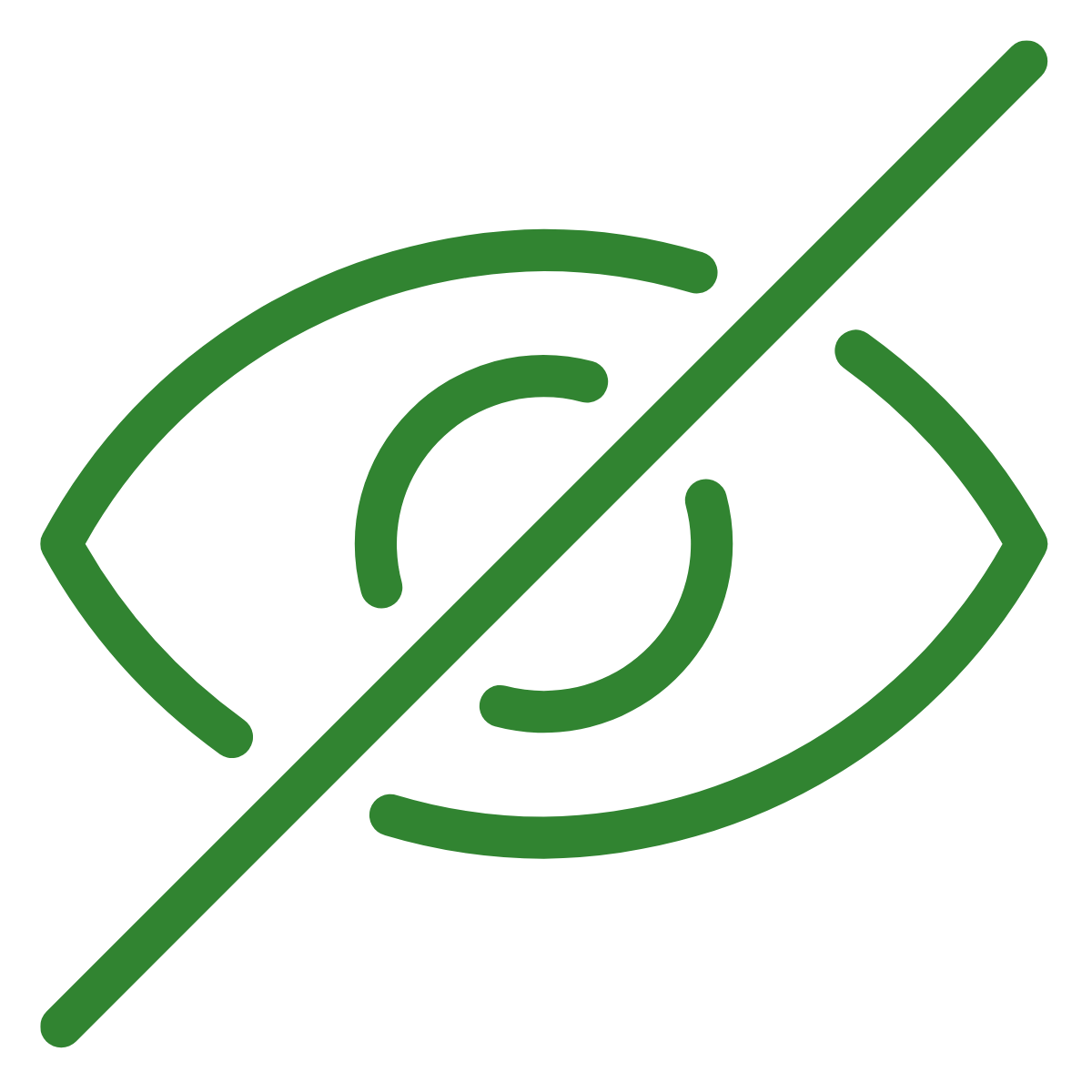 Icon of an eye with a diagonal line through it, representing privacy or hidden content.