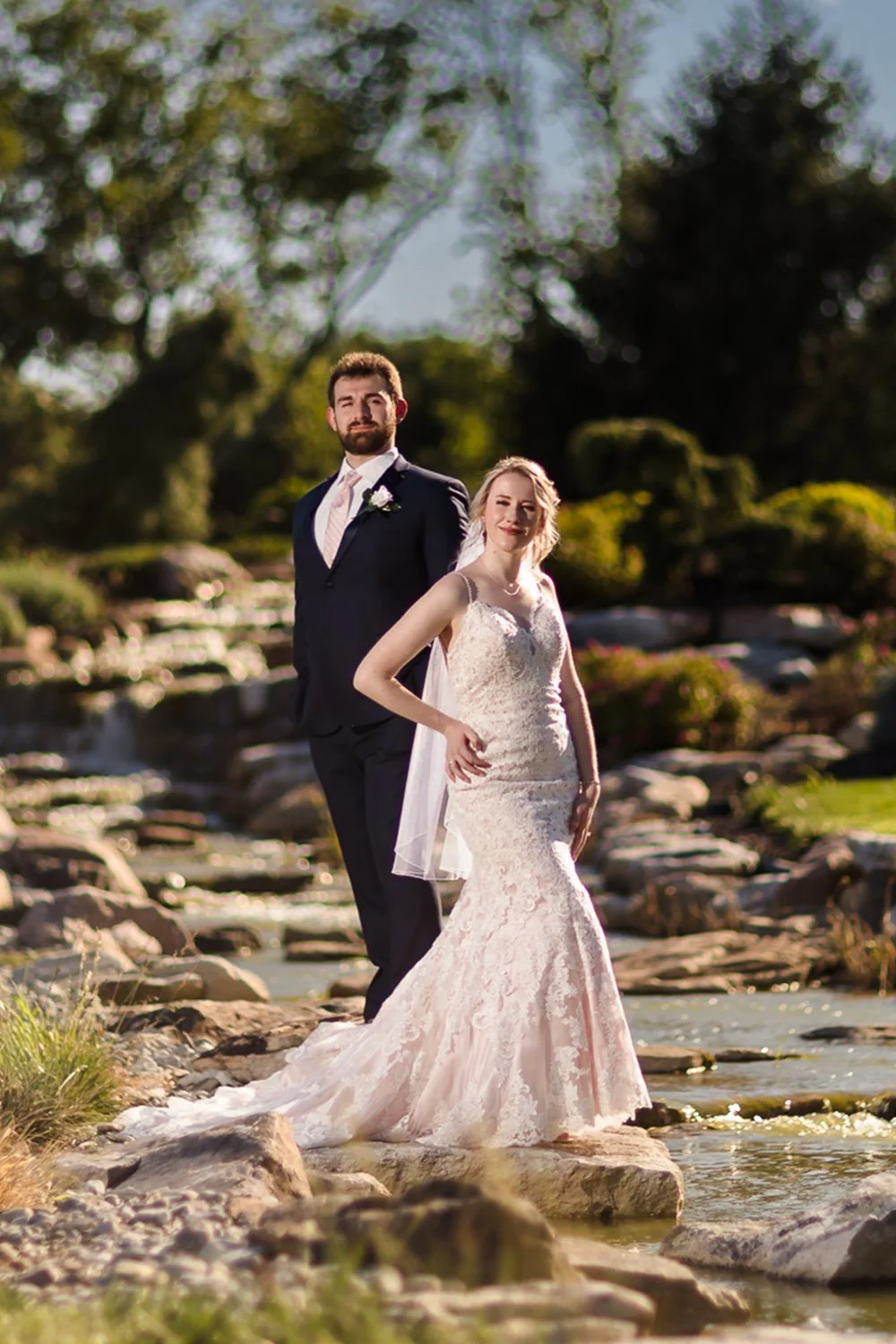 Wedding ceremony kiss at outdoor Allentown PA venue