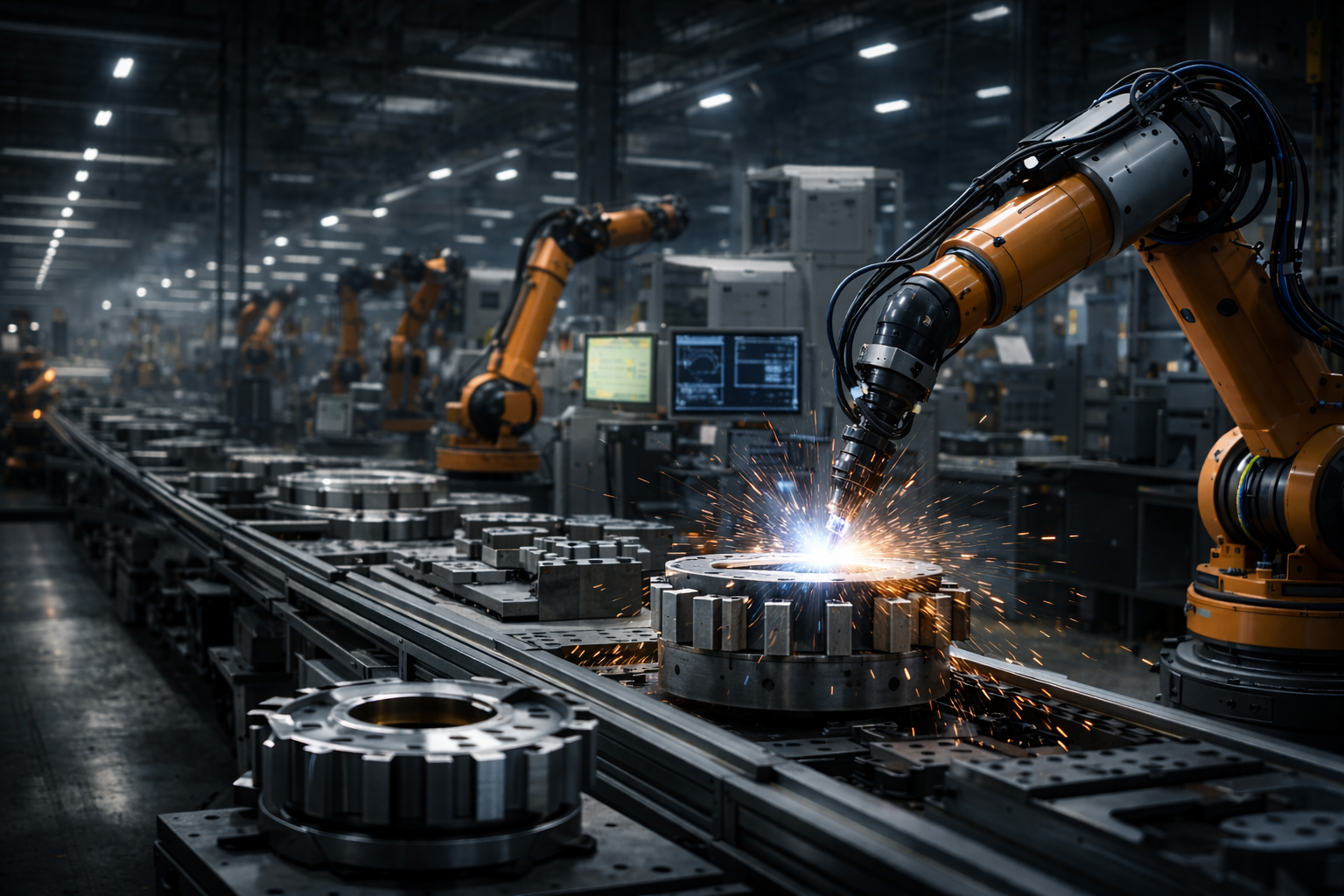 Industrial manufacturing facility producing refined goods through modern production systems.