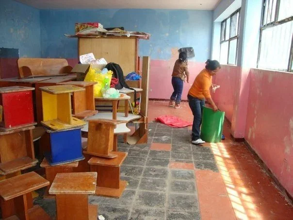 Muriel, 2010-2011 (selected image).
Collaborative project with male and female inmates, to refurbish a nursery and paint a mural in Yanamilla Prison, Ayacucho, Peru.