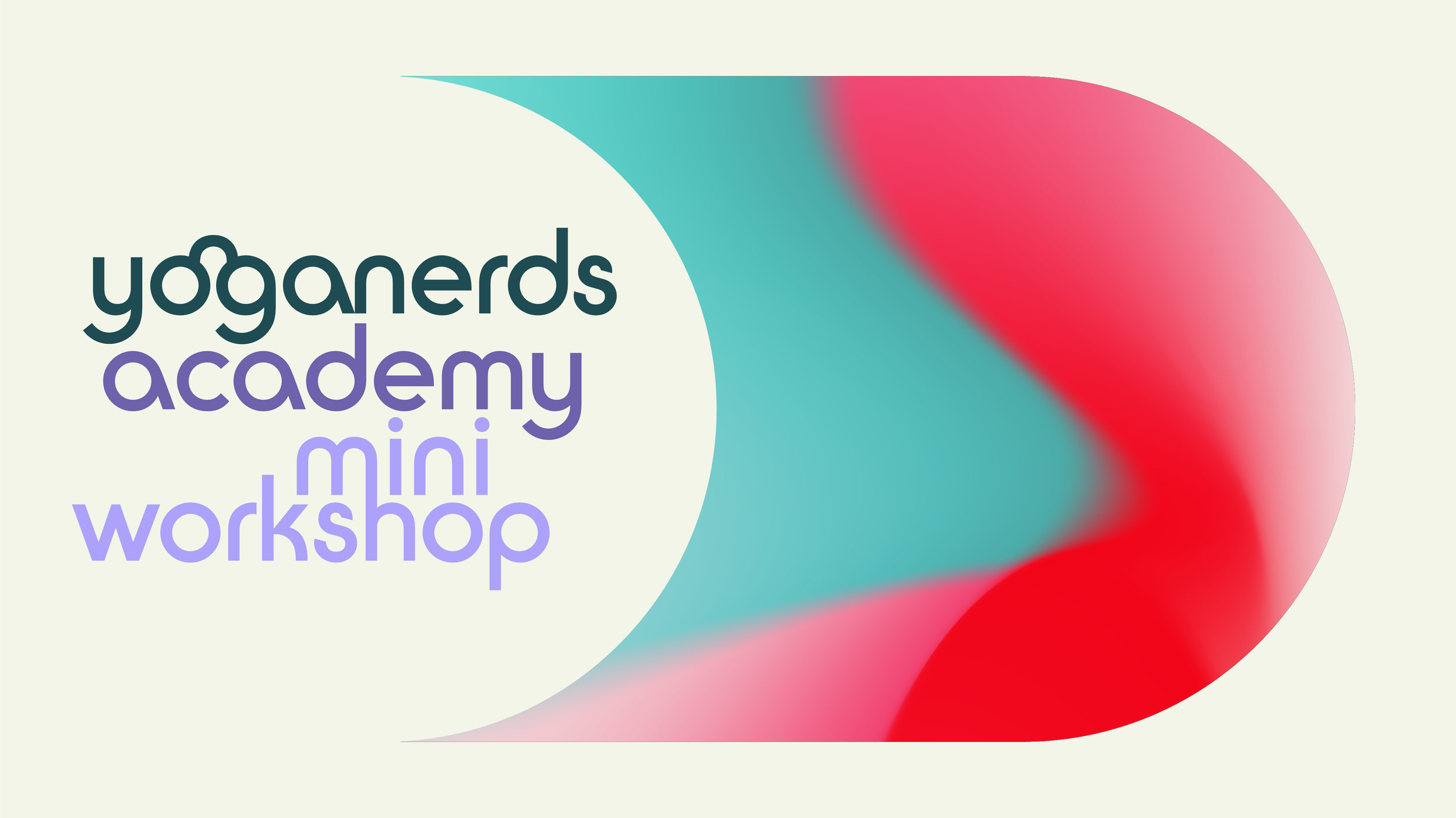 Grafik mit Text: yganerds academy mini workshop auf hellem Hintergrund, mit bunten, wellenförmigen Elementen in Blau, Rot und Pink.