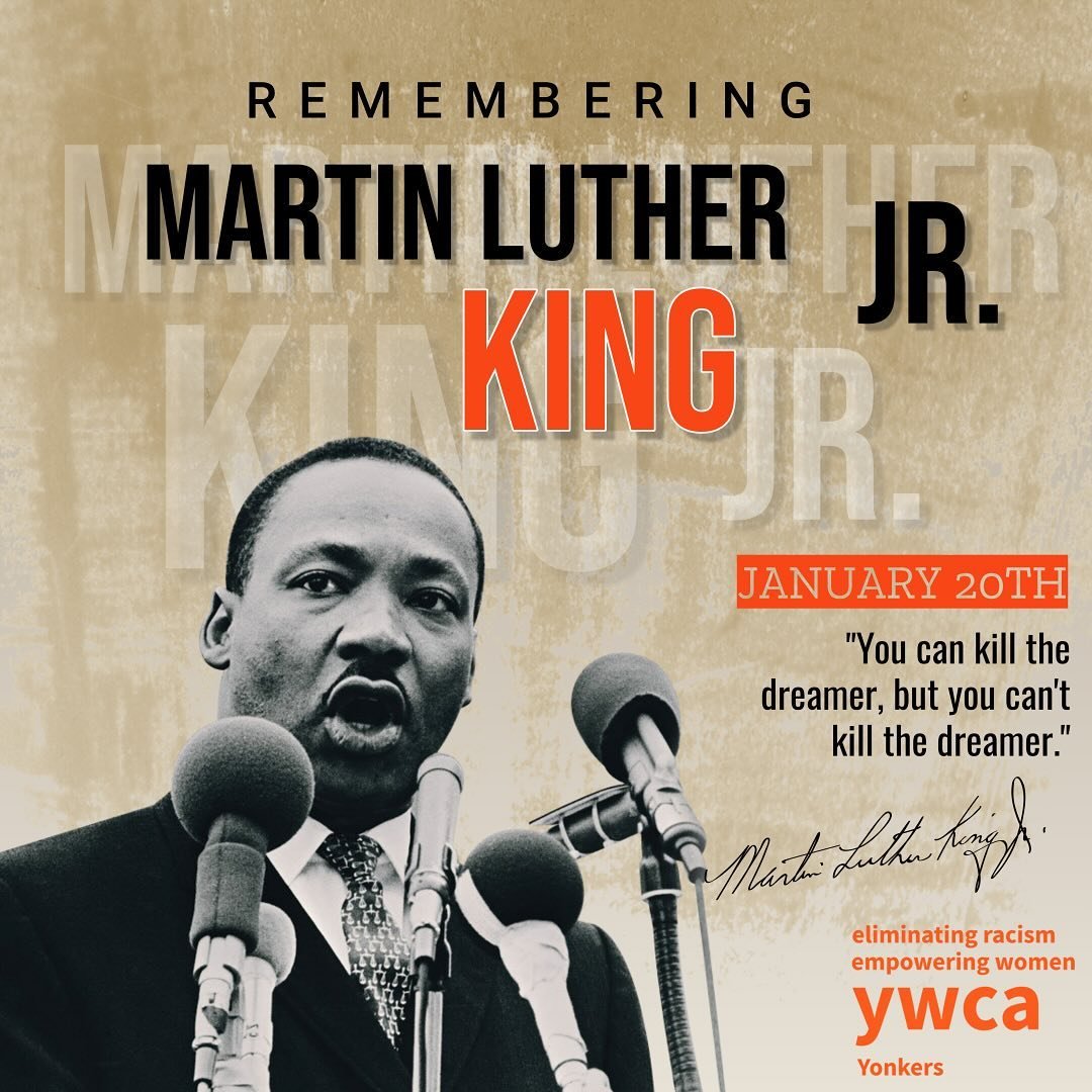 ✨ YWCA of Yonkers Celebrates Martin Luther King Jr. 
Day ✨

Today, we honor the life and legacy of Dr. Martin Luther King Jr., a visionary leader who dedicated his life to the fight for equality, justice, and peace. His dream inspires us to continue 