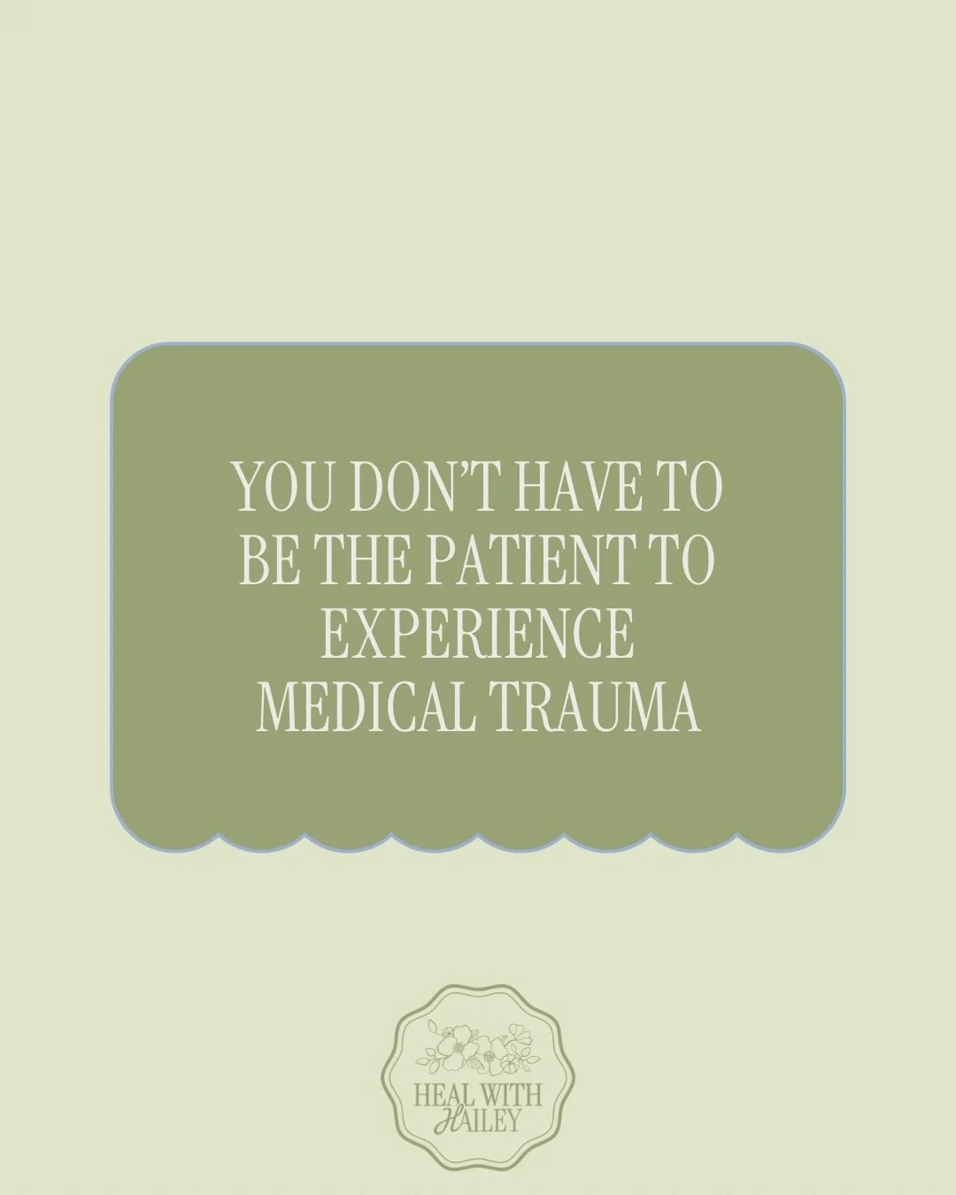 You don&rsquo;t have to be the patient to experience medical trauma.

Maybe you&rsquo;ve watched a loved one go through something scary like receiving a medical diagnosis, experiencing a hospital stay, or sustaining a life-altering injury. 

Maybe it