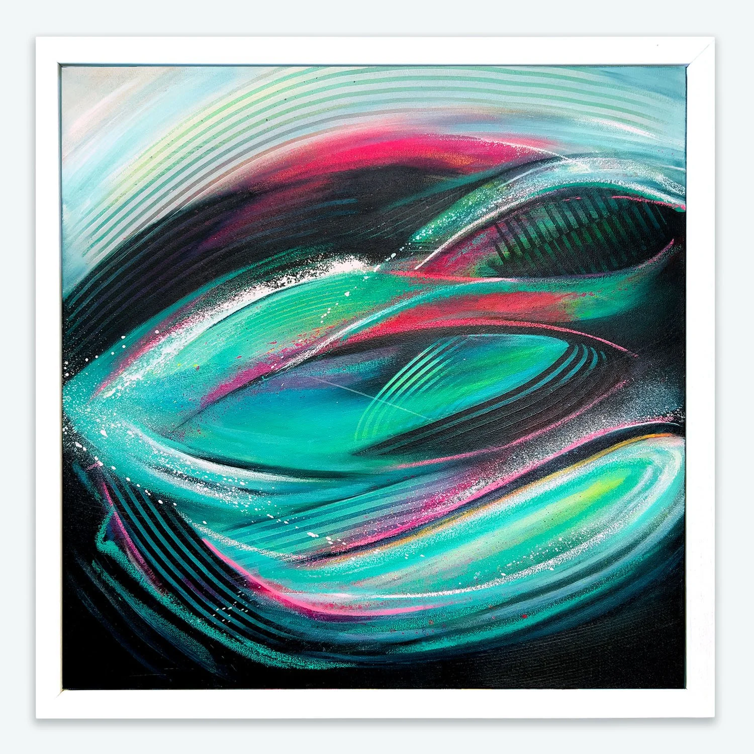 Abstracted ocean waves and perpetual movement of water painted by coastal artist Gorana Law.