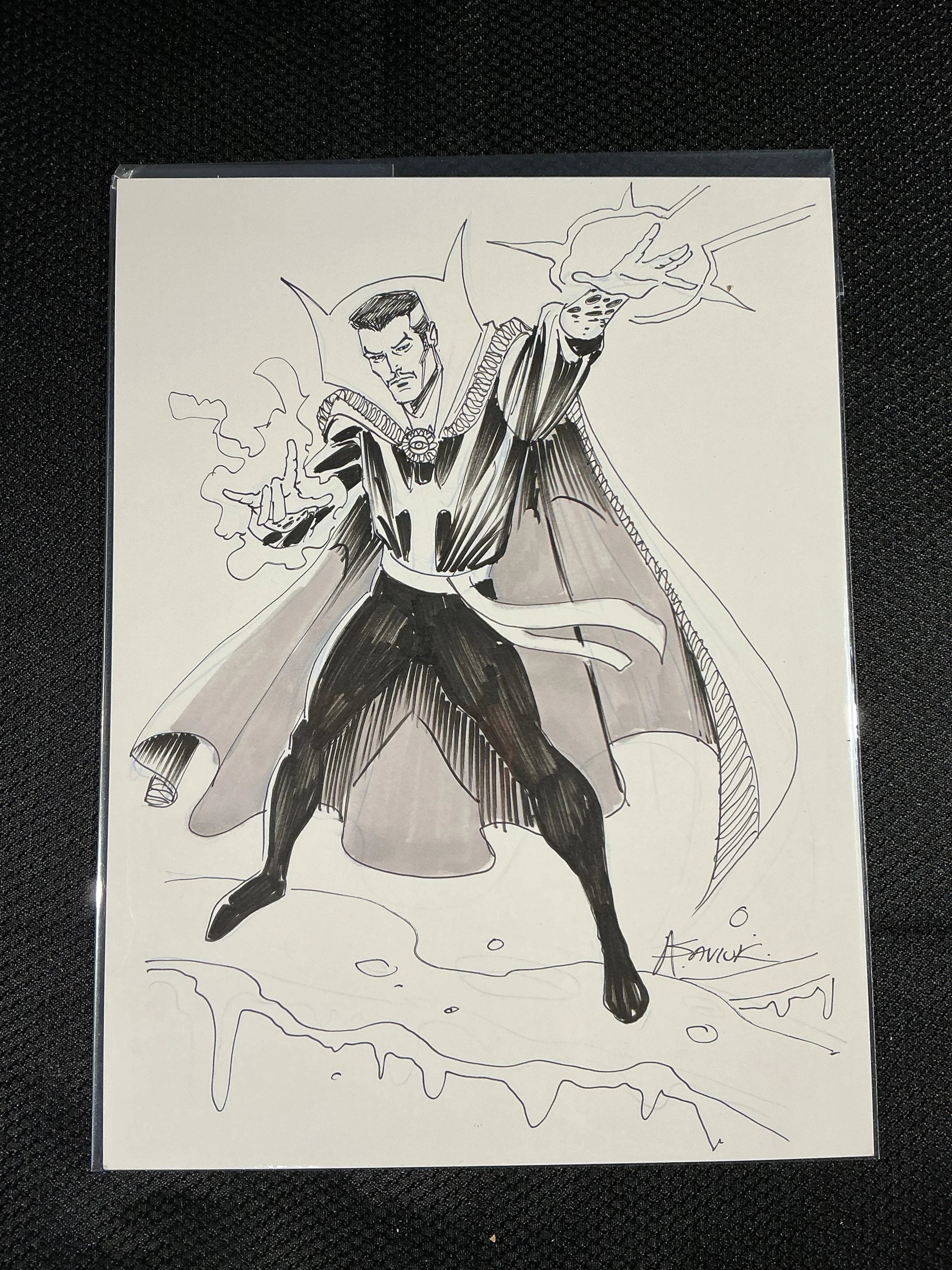 Original Ink and Wash drawing of Doctor Strange ~ Signed by Alex Saviuk.