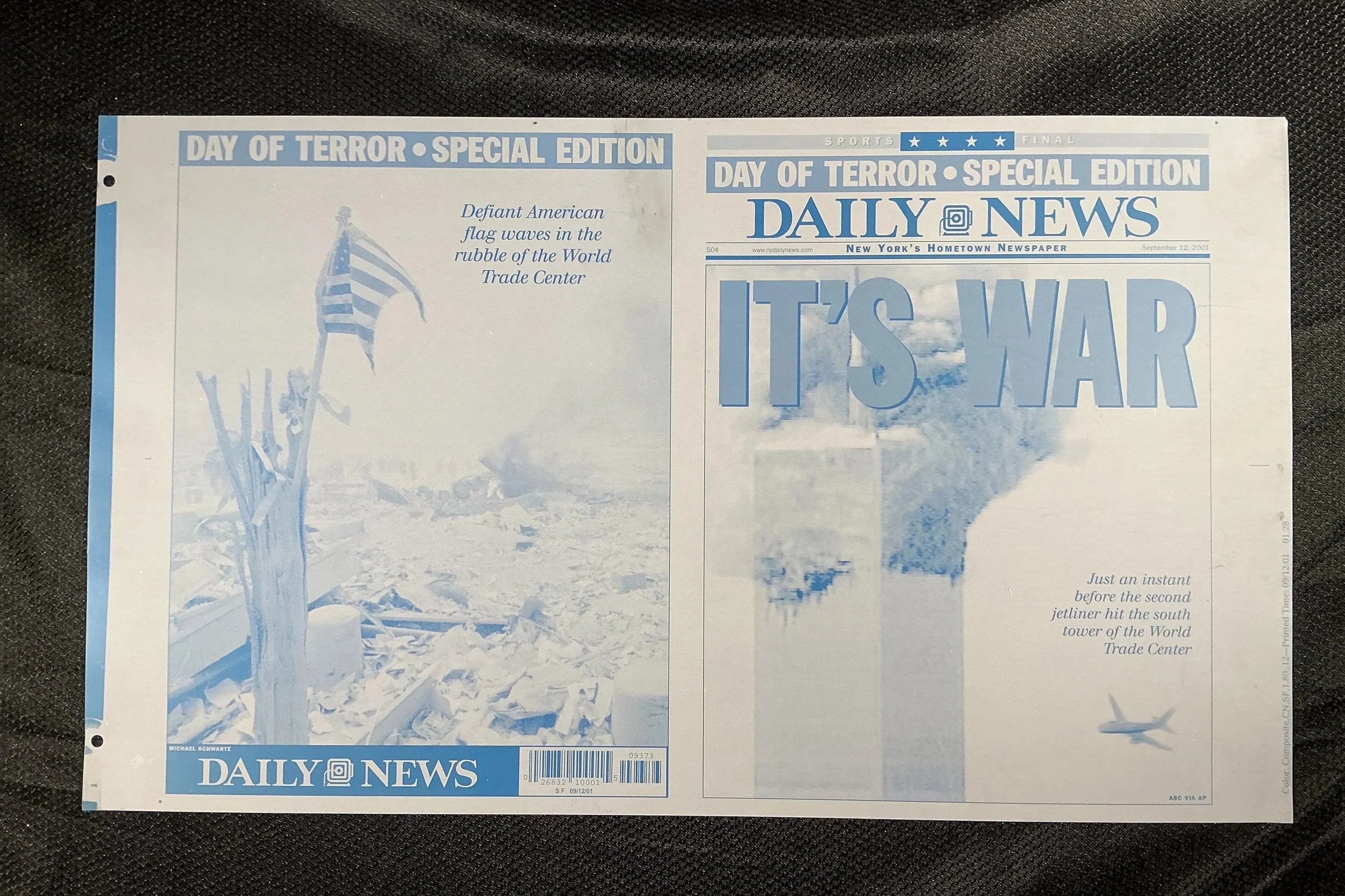 9/11 Metal Printing Plate used by The Daily News