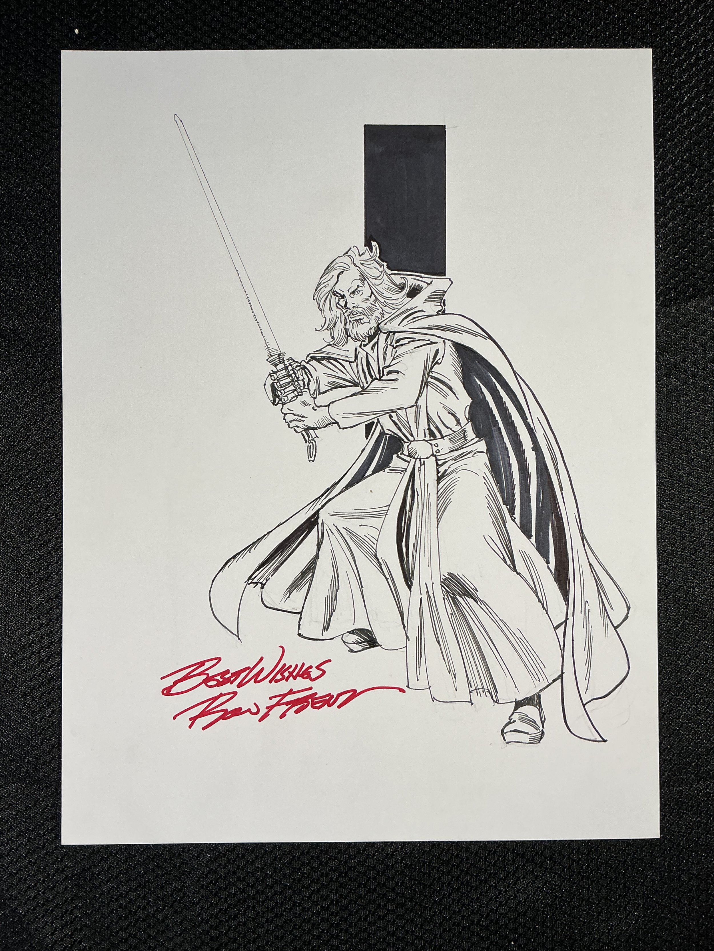 Original Pen and Ink illustration of Luke Skywalker ~ Signed by Ron Frenz