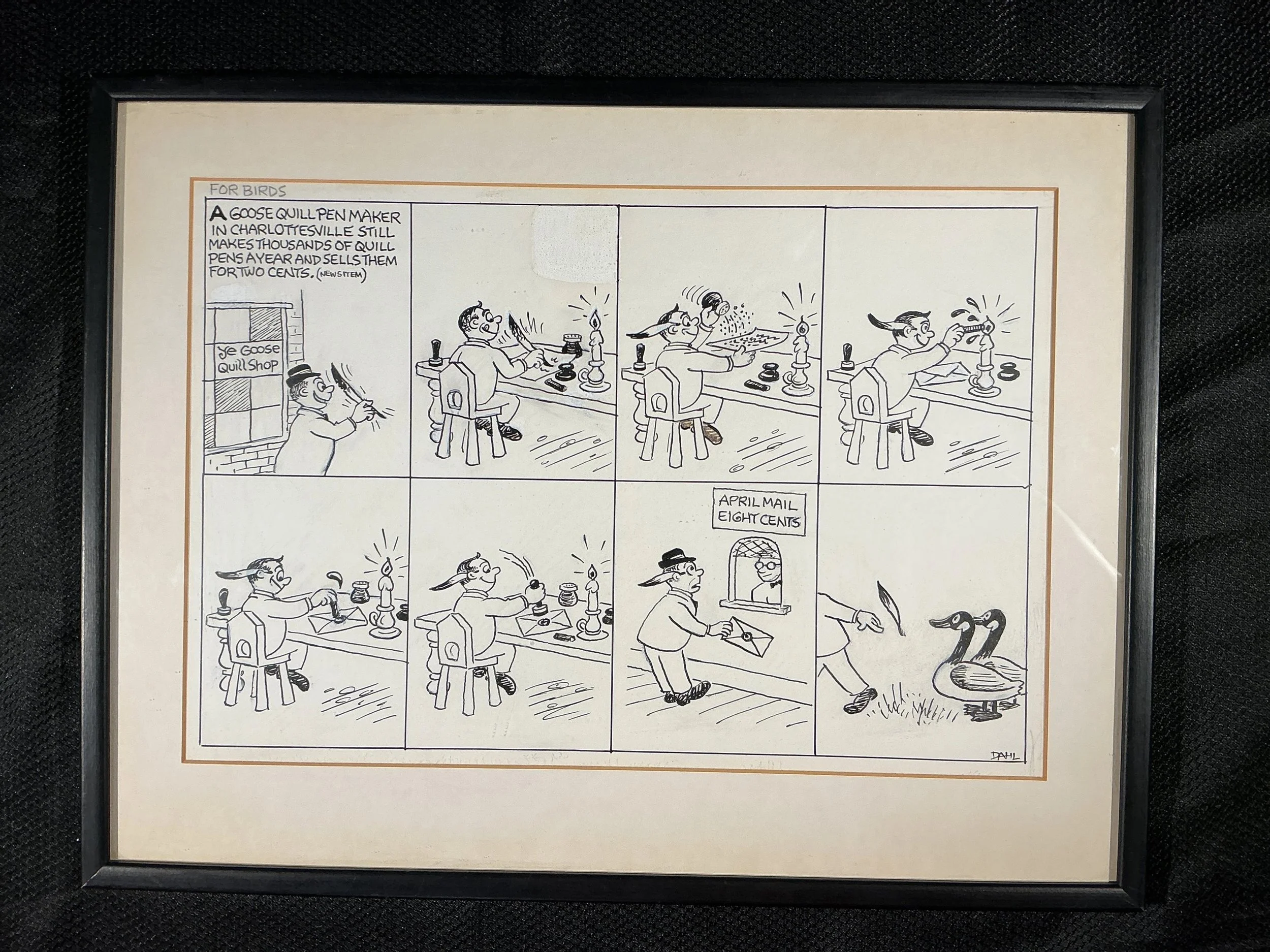 Original Framed Newspaper Comic Strip by Francis W. Dahl