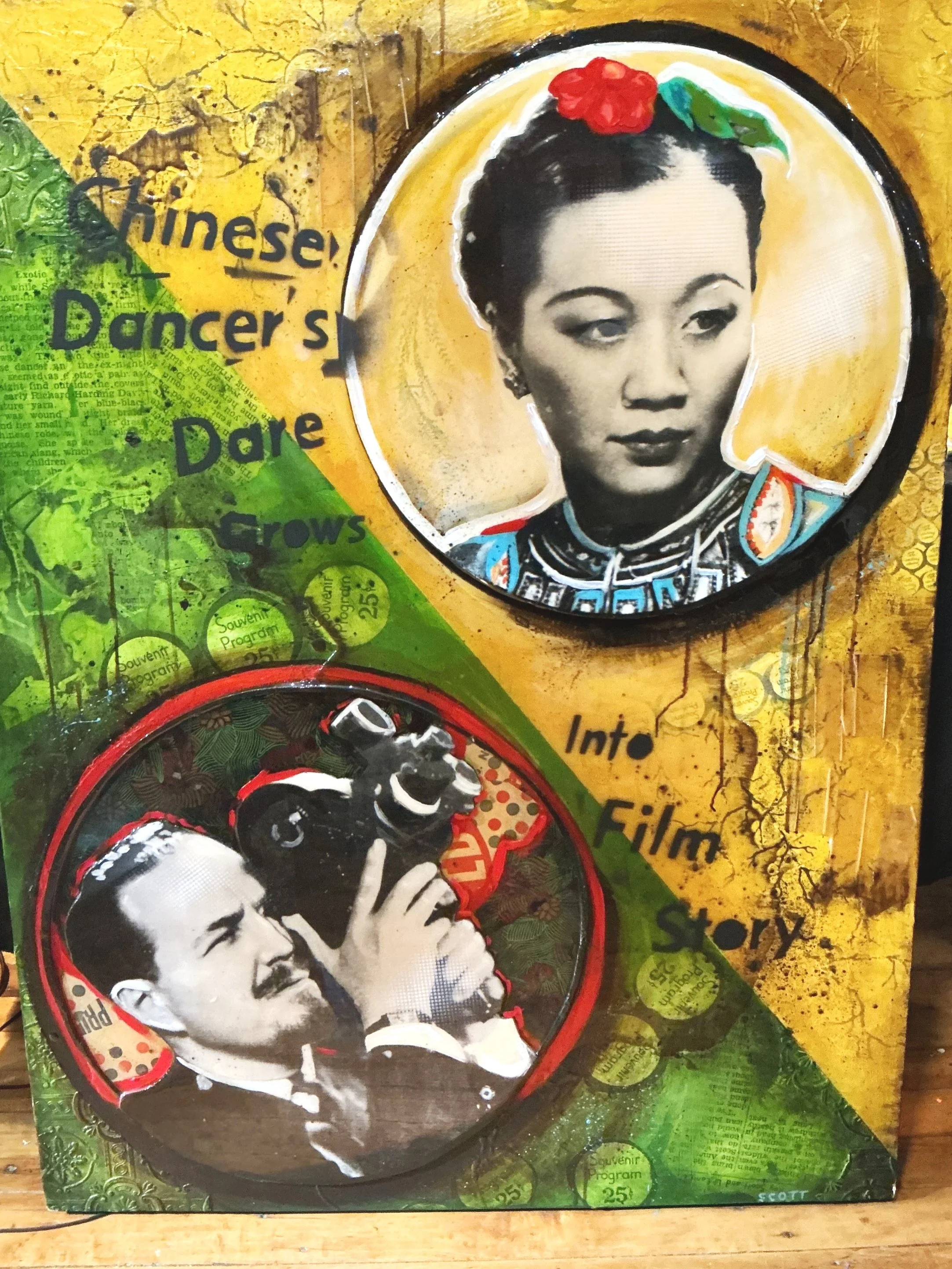 Original Michelle Scott’s “KUKAN” mix media paining ~ RARE