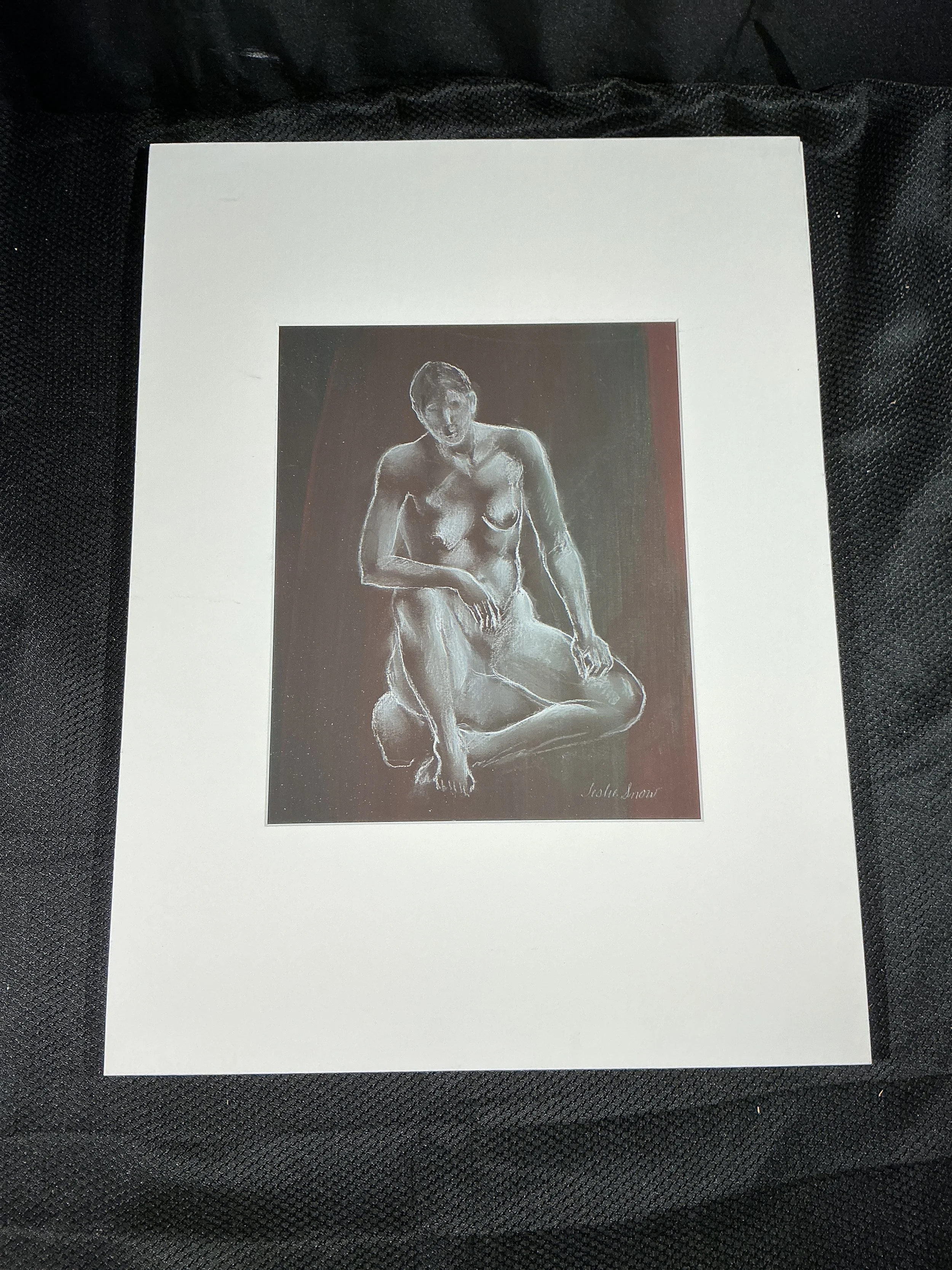 Leslie Snow Feron ~ Signed and Matted ~ Nude Sitting Female Model