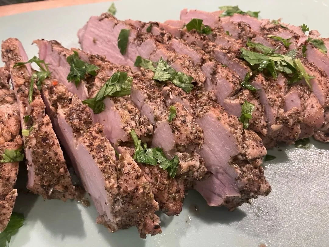 This was a good one yall: Puerto Rican feast in celebration of bad bunny 😍 pernil style pork tenderloin, arroz con pollo, arroz con gandules, coconut braised collards, maduros with mint mojo. Somehow not pictured: habichuelas guisadas. Que rico!!!