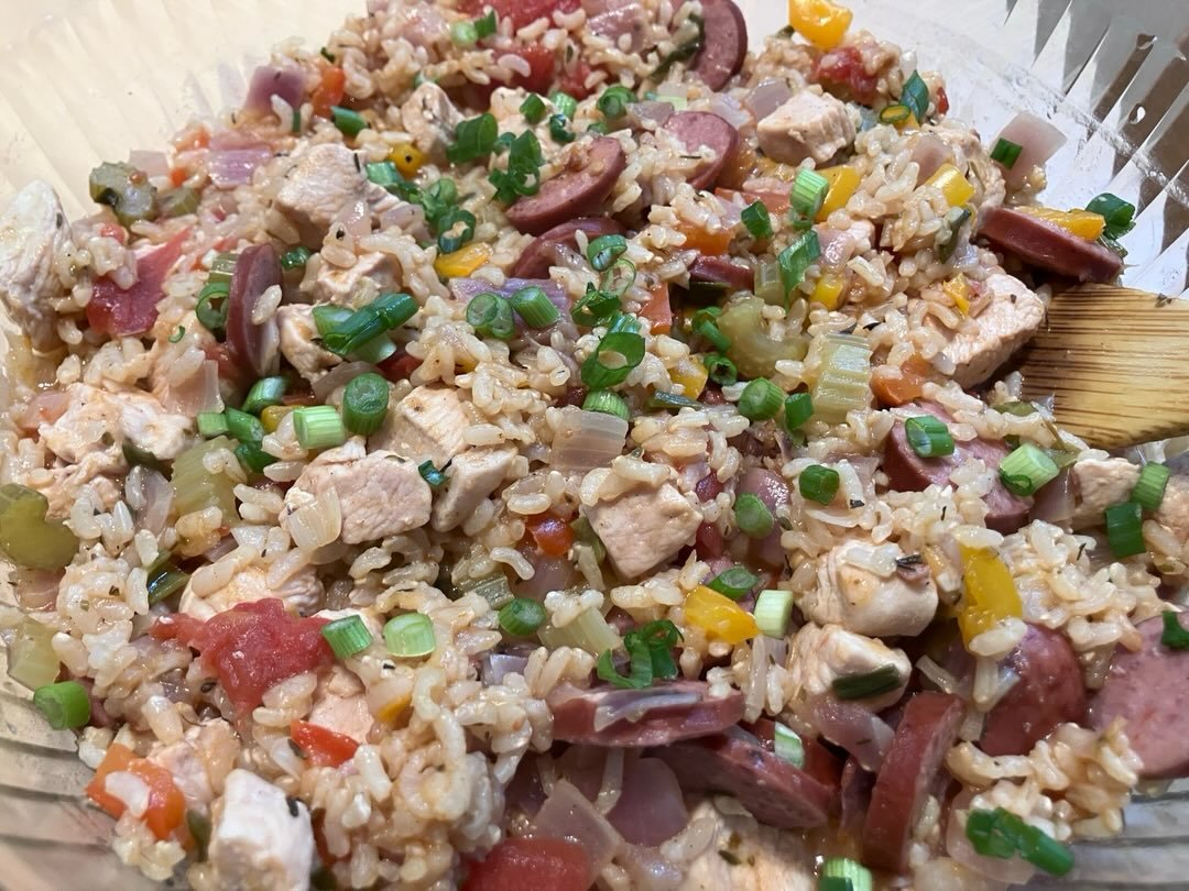 Jambalaya, cornbread casserole, collard greens and the &ldquo;Holy Trinity&rdquo; of Cajun/Creole cooking.