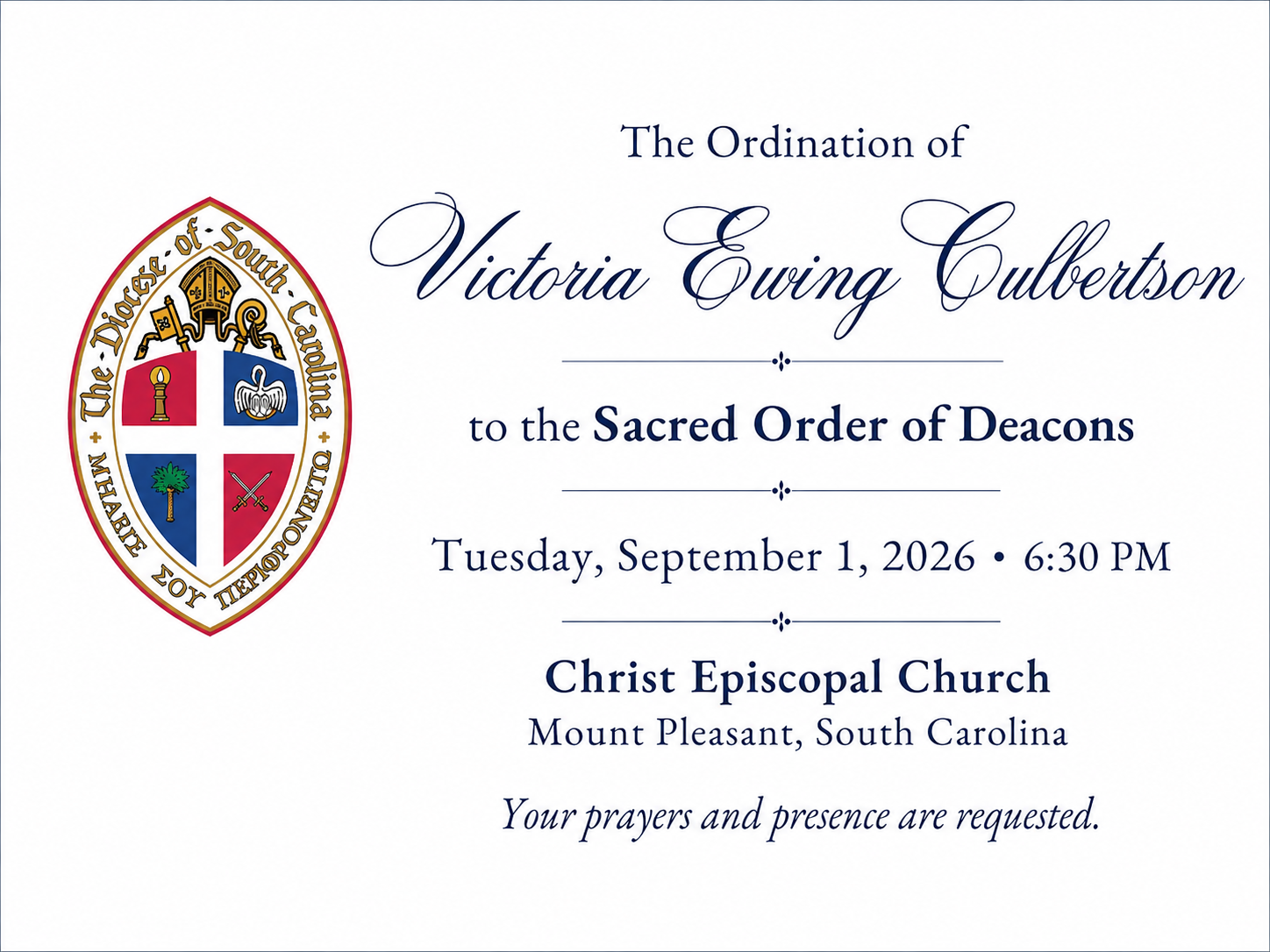 Victoria Culbertson’s Ordination